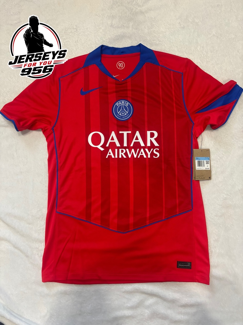 Nike Men's Paris Saint-Germain Red and Blue Soccer Jersey